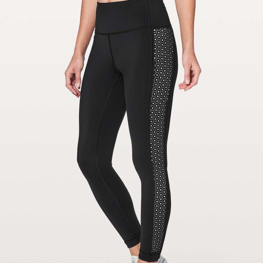 lululemon athletica Black Leggings with White Pattern